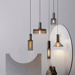 Arisha LED Design Pendelleuchte Wohnzimmer Industrial, Schwarz, Cement Metall-Purlicht