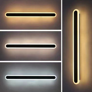 Arisha Linear LED Dimmbar Außenwandleuchte Schwarz Flur Terrasse Metall-Purlicht