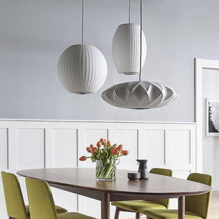 Ritta Modern LED Pendelleuchte Weiß Wohnzimmer/Esstisch Metall&Stoff-Purlicht