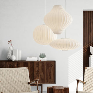 Ritta Modern LED Pendelleuchte Weiß Wohnzimmer/Esstisch Metall&Stoff-Purlicht