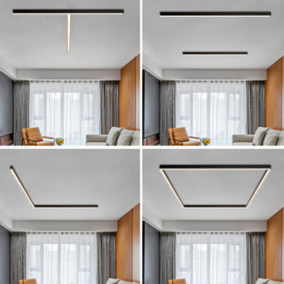 Arisha Deckenleuchte Linear Modern LED Schwarz Wohnzimmer Metall-Purlicht