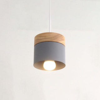 Aria Pendelleuchte Arisha Zylinder LED Grau/Weiß/Gelb/Grün Wohnzimmer Holz-Purlicht