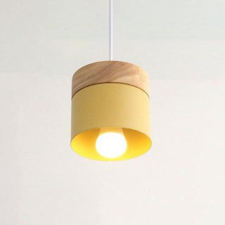 Aria Pendelleuchte Arisha Zylinder LED Grau/Weiß/Gelb/Grün Wohnzimmer Holz-Purlicht