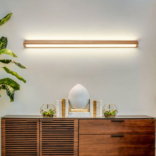 Muto Linear Mirror Wooden Front Vanity Wall Lamp - Neutral Decor