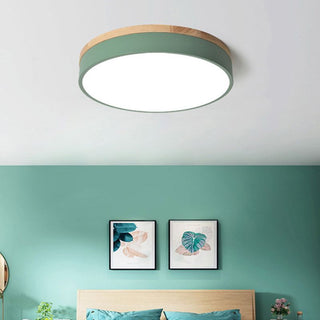 Aria Modern LED Deckenleuchte Rund, Weiß/Gelb/Grün/Grau, Schlafzimmer, Metall Holz-Purlicht