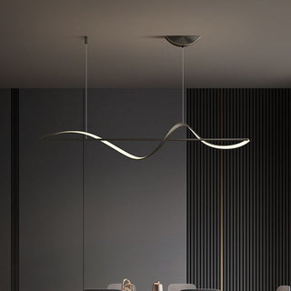 Arisha Modern LED Pendelleuchte Linear, Schwarz/Gold, Esstisch, Metall/Acryl-Purlicht