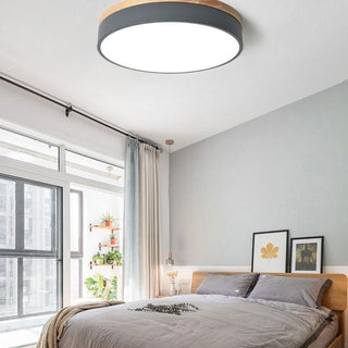 Aria Modern LED Deckenleuchte Rund, Weiß/Gelb/Grün/Grau, Schlafzimmer, Metall Holz-Purlicht