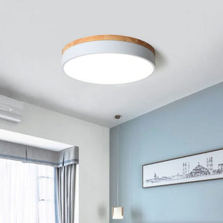 Aria Modern LED Deckenleuchte Rund, Weiß/Gelb/Grün/Grau, Schlafzimmer, Metall Holz-Purlicht