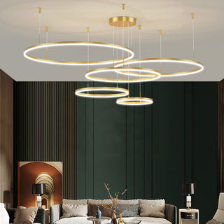 Arisha Pendelleuchte Tir-Kreis Ring Moderne Schwarz/Gold/Kaffee Metall Schlafzimmer-Purlicht