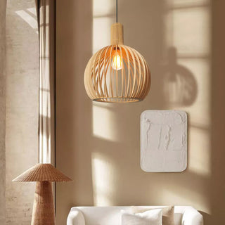 Muto Hölzerne Vogelkäfig-Lampe Pendelleuchte Holz Esszimmer-Purlicht