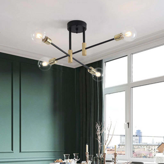 Valentina Modern Deckenleuchte Kugel Wohnzimmer Schlafzimmer Scharz/Gold Metall-Purlicht
