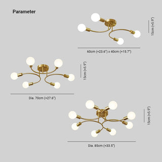 Valentina Modern LED Deckenleuchte Gold, Wohnzimmer, Metall-Purlicht