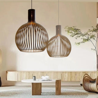 Muto Hölzerne Vogelkäfig-Lampe Pendelleuchte Holz Esszimmer-Purlicht