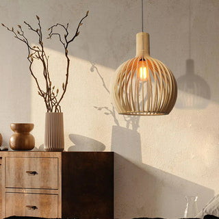 Muto Hölzerne Vogelkäfig-Lampe Pendelleuchte Holz Esszimmer-Purlicht