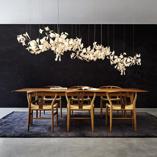 Olivia Modern Kronleuchter Blumen Gold/Weiß Wohnzimmer Metall/Keramik-Purlicht