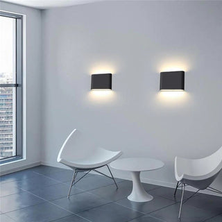 Ray Modern Wasserdichte LED Wandleuchte Rechteckig Innen/Außen Weiß/Schwarz Metall-Purlicht