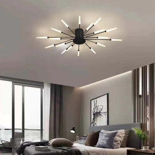 Arisha Industrial LED Deckenleuchte Schwarz/Gold Wohnzimmer Metall-Purlicht