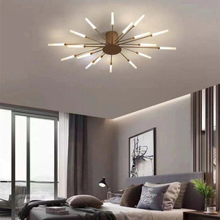 Arisha Industrial LED Deckenleuchte Schwarz/Gold Wohnzimmer Metall-Purlicht