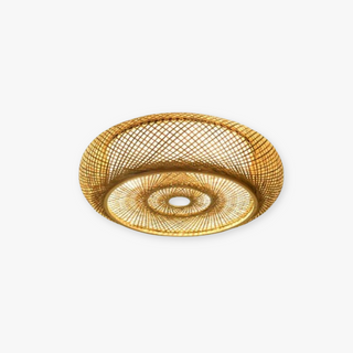 Ritta Vintage Zylinder LED Deckenleuchte Gold Wohnzimmer/Schlafzimmer Rattan-Purlicht