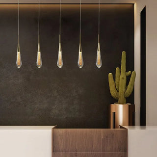 Kristy Pendelleuchte Tropfenform Gold Schlafzimmer Kristall/Metall 1/3/5-flammig-Purlicht