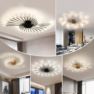 Arisha Industrial LED Deckenleuchte Schwarz/Gold Wohnzimmer Metall-Purlicht
