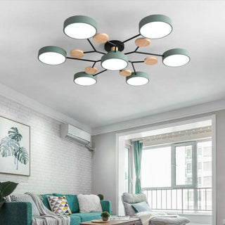 Muto Deckenleuchte Holz Modern Rund LED Weiß Schlaf/Wohnzimmer-Purlicht