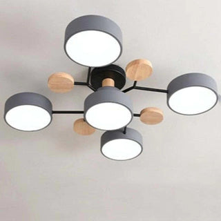 Muto Deckenleuchte Holz Modern Rund LED Weiß Schlaf/Wohnzimmer-Purlicht