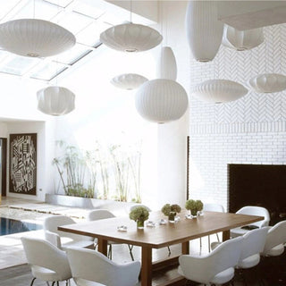 Ritta Modern LED Pendelleuchte Weiß Wohnzimmer/Esstisch Metall&Stoff-Purlicht