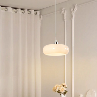 Aria Modern LED Pendelleuchte Weiß Glas Schlaf/Wohnzimmer-Purlicht