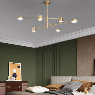 Arisha Modern Industrie Zweig LED Pendelleuchte Schwarz/Gold Schlaf/Wohnzimmer Metall-Purlicht