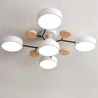 Muto Deckenleuchte Holz Modern Rund LED Weiß Schlaf/Wohnzimmer-Purlicht