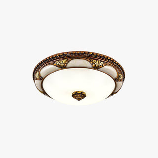 Silva Vintage LED Deckenleuchte Rund Blume Messing Flur/Schlafzimmer Harz/Glas-Purlicht