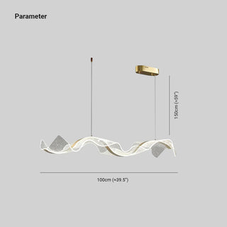 Kristy Pendelleuchte Designer Wave Acrylic, Weiß/Gold, Esszimmer-Purlicht