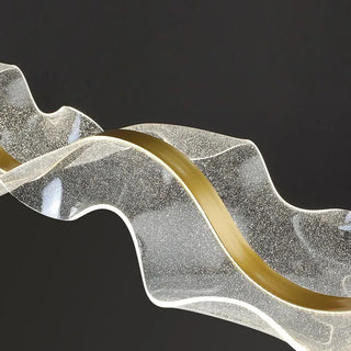 Kristy Pendelleuchte Designer Wave Acrylic, Weiß/Gold, Esszimmer-Purlicht