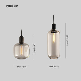 Valentina Designer Zylinder LED Pendelleuchte Bernstein/Rauchgrau Wohnzimmer Marmor/Glas-Purlicht