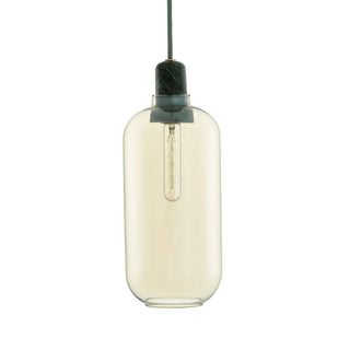Valentina Designer Zylinder LED Pendelleuchte Bernstein/Rauchgrau Wohnzimmer Marmor/Glas-Purlicht