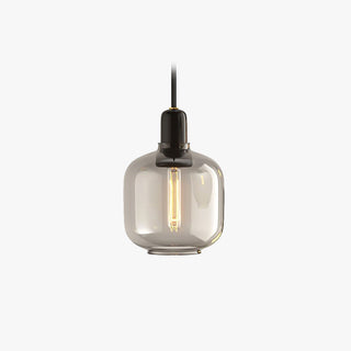 Valentina Designer Zylinder LED Pendelleuchte Bernstein/Rauchgrau Wohnzimmer Marmor/Glas-Purlicht