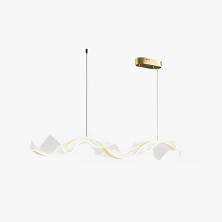 Kristy Pendelleuchte Designer Wave Acrylic, Weiß/Gold, Esszimmer-Purlicht