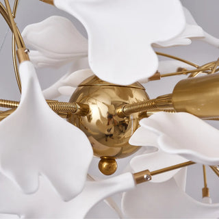 Olivia Modern Kronleuchter Blumen Gold/Weiß Wohnzimmer Metall/Keramik-Purlicht