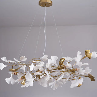 Olivia Modern Kronleuchter Blumen Gold/Weiß Wohnzimmer Metall/Keramik-Purlicht