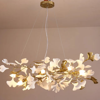 Olivia Modern Kronleuchter Blumen Gold/Weiß Wohnzimmer Metall/Keramik-Purlicht
