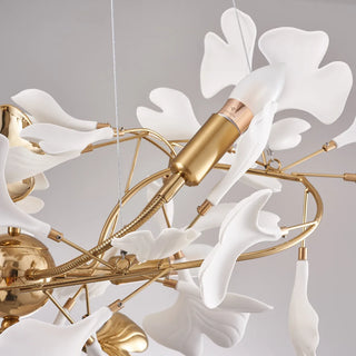 Olivia Modern Kronleuchter Blumen Gold/Weiß Wohnzimmer Metall/Keramik-Purlicht