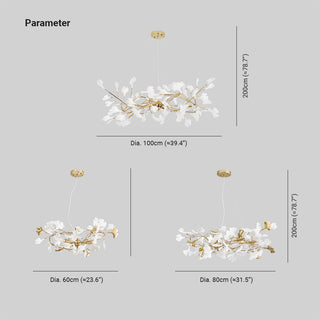 Olivia Modern Kronleuchter Blumen Gold/Weiß Wohnzimmer Metall/Keramik-Purlicht