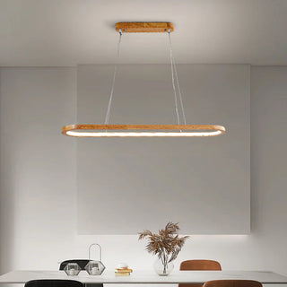 Muto Modern Pendelleuchte Oval Holzfarbig Schlafzimmer Holz/Acryl-Purlicht