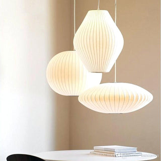 Ritta Modern LED Pendelleuchte Weiß Wohnzimmer/Esstisch Metall&Stoff-Purlicht