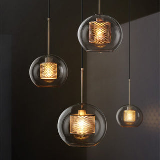 Valentina Industrie LED Pendelleuchte, Glas, Kugel, Esszimmer-Purlicht