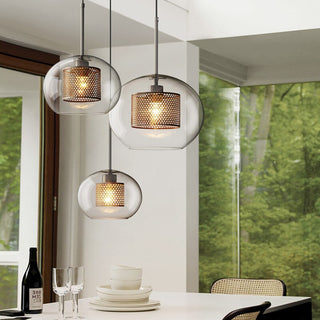 Valentina Industrie LED Pendelleuchte, Glas, Kugel, Esszimmer-Purlicht