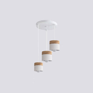 Aria Pendelleuchte Arisha Zylinder LED Grau/Weiß/Gelb/Grün Wohnzimmer Holz-Purlicht