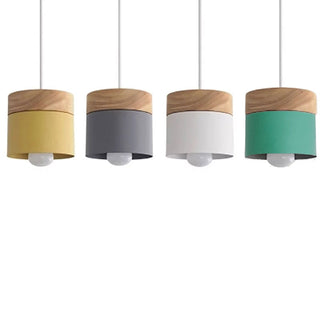 Aria Pendelleuchte Arisha Zylinder LED Grau/Weiß/Gelb/Grün Wohnzimmer Holz-Purlicht