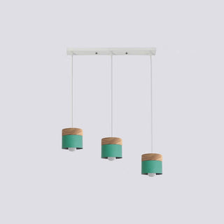 Aria Pendelleuchte Arisha Zylinder LED Grau/Weiß/Gelb/Grün Wohnzimmer Holz-Purlicht
